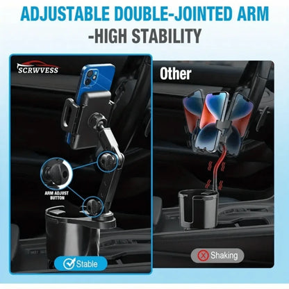 BDTGP 1 Car Mounted 2-In-1 Multifunctional Portable Rotating Phone Cup Holder, Suitable For Cars, SUVs, And Trucks, With Shock-Absorbing Edge Black Car Cup Holder Extender