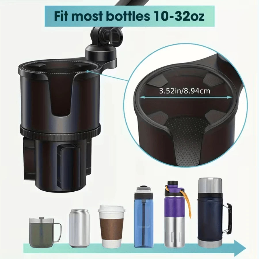 BDTGP 1-Piece 2-In-1 Car Holder, Multifunctional Portable Rotatable Car Phone Cup Holder, Suitable For Cars, SUVs, Trucks, With Shock-Absorbing Design, Black Car Cup Holder Extender