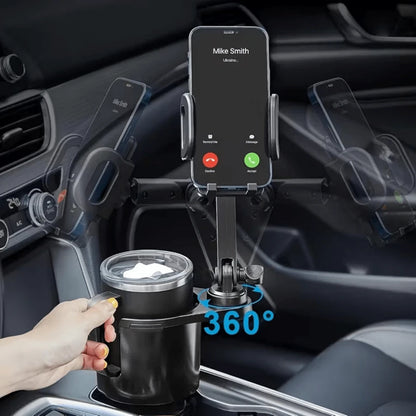 BDTGP 1-Piece 2-In-1 Car Holder, Multifunctional Portable Rotatable Car Phone Cup Holder, Suitable For Cars, SUVs, Trucks, With Shock-Absorbing Design, Black Car Cup Holder Extender