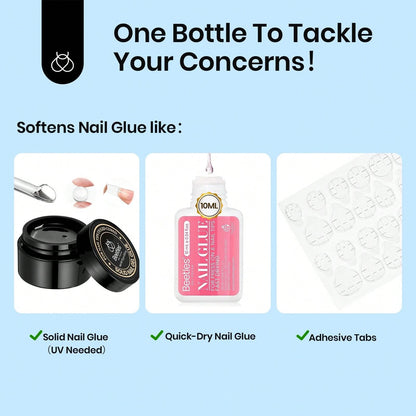 Beetles 20ml Nail Glue Remover With Cuticle Tool, Non-Acetone Gentle Formula For Press On Nails & False Nail Tips, Adhesive Remover – Not For UV Gel Glue