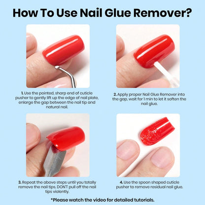 Beetles 20ml Nail Glue Remover With Cuticle Tool, Non-Acetone Gentle Formula For Press On Nails & False Nail Tips, Adhesive Remover – Not For UV Gel Glue