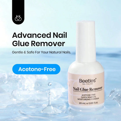 Beetles 20ml Nail Glue Remover With Cuticle Tool, Non-Acetone Gentle Formula For Press On Nails & False Nail Tips, Adhesive Remover – Not For UV Gel Glue