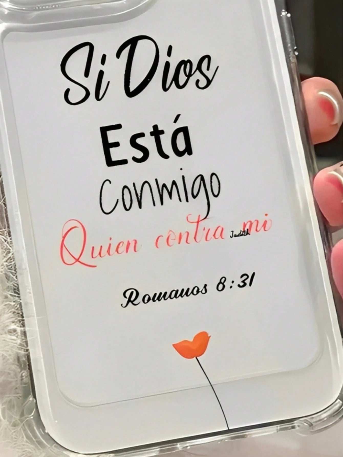 Biblical Verses Spanish Text In Black And Red, And Romans 8:31. Four-Corner Anti-Drop Transparent Space Shell Phone Case Suitable For Compatible With Iphone17/17AIR/16/15/14/13/12/11 Pro/Plus/Max,X