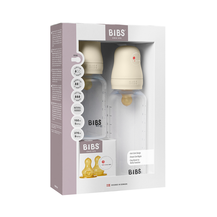 BIBS Baby BPA-Free Polypropylene Bottle Set 5oz +  9oz Latex