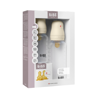 BIBS Baby BPA-Free Polypropylene Bottle Set 5oz +  9oz Latex