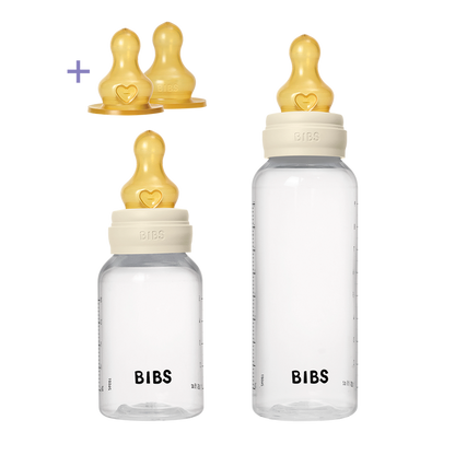 BIBS Baby BPA-Free Polypropylene Bottle Set 5oz +  9oz Latex