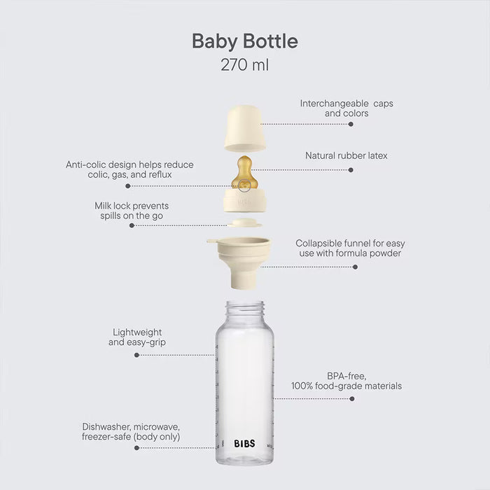 BIBS Baby BPA-Free Polypropylene Bottle Set 9oz. Silicone | 2 Pack