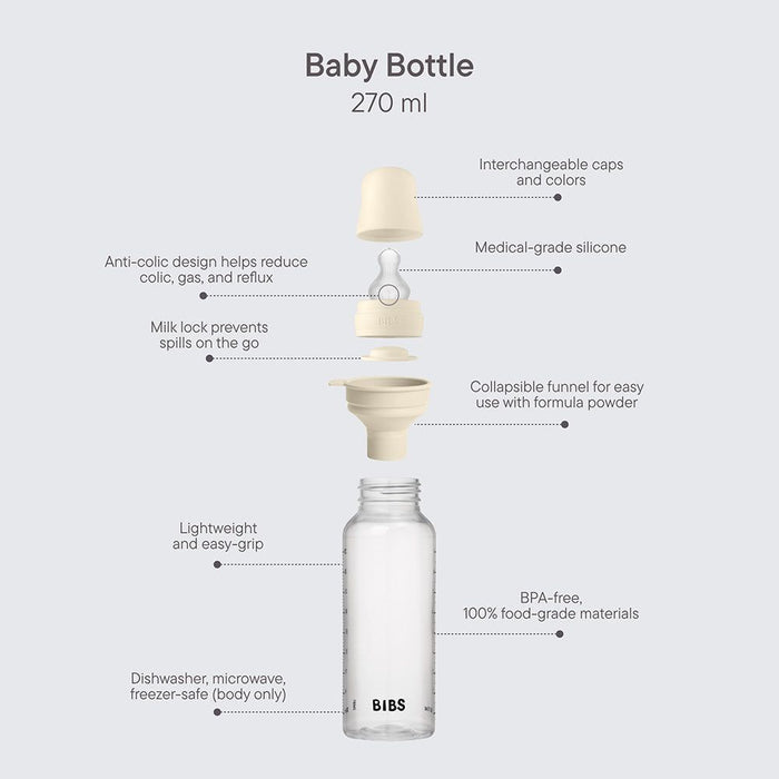 BIBS Baby BPA-Free Polypropylene Bottle Set 9oz Silicone | Medium Flow