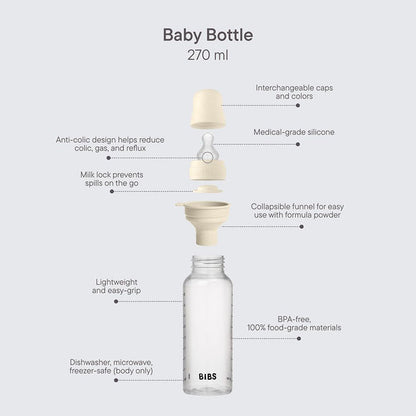 BIBS Baby BPA-Free Polypropylene Bottle Set 9oz Silicone | Medium Flow