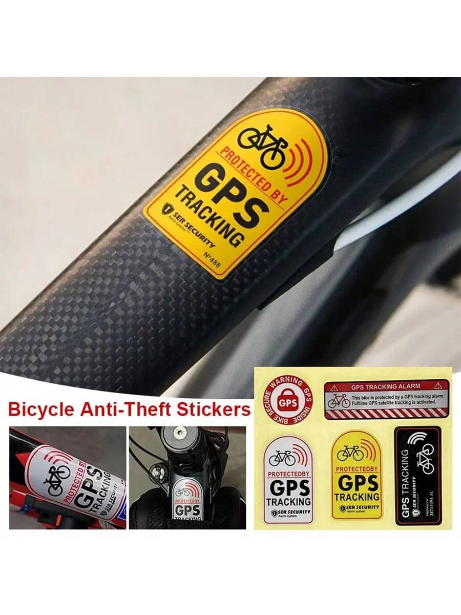 Bicycle Sticker Anti-Theft Decal For Bike Scooter Car Motorcycle Protected By GPS TRACKING Alarm Sticker Reflective