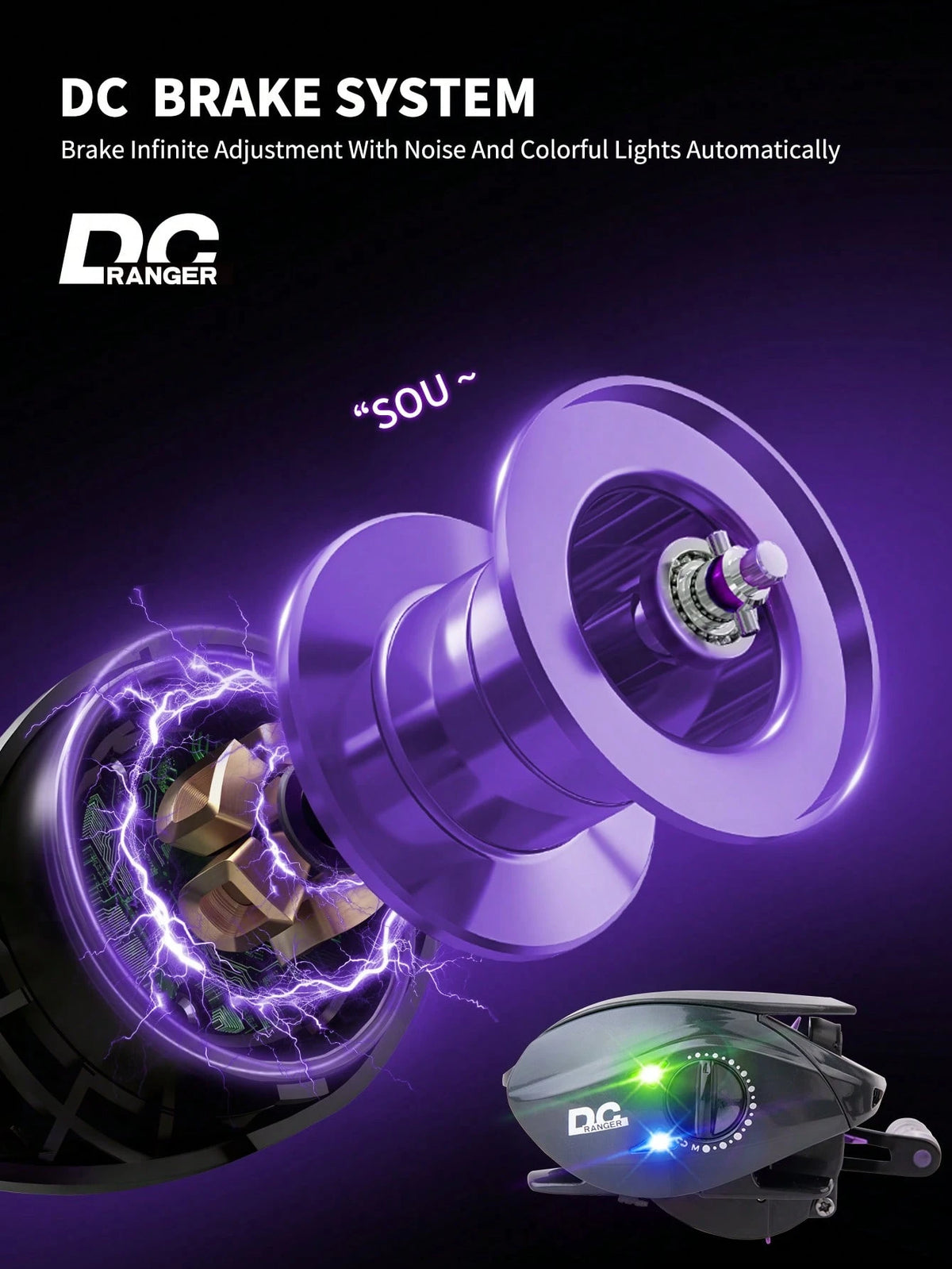 BILLINGS DC Digital Control Casting Reel, 158.5g Ultra-Light Fishing Reel, 7.2:1 Gear Ratio, Max Drag 5kg, With Drag Click Sound, 5+1 Ball Bearings, Suitable For Freshwater And Saltwater Fishing