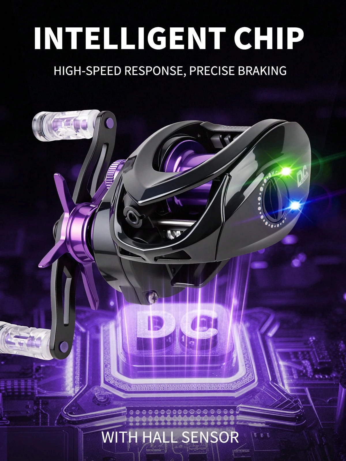 BILLINGS DC Digital Control Casting Reel, 158.5g Ultra-Light Fishing Reel, 7.2:1 Gear Ratio, Max Drag 5kg, With Drag Click Sound, 5+1 Ball Bearings, Suitable For Freshwater And Saltwater Fishing