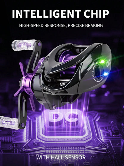 BILLINGS DC Digital Control Casting Reel, 158.5g Ultra-Light Fishing Reel, 7.2:1 Gear Ratio, Max Drag 5kg, With Drag Click Sound, 5+1 Ball Bearings, Suitable For Freshwater And Saltwater Fishing