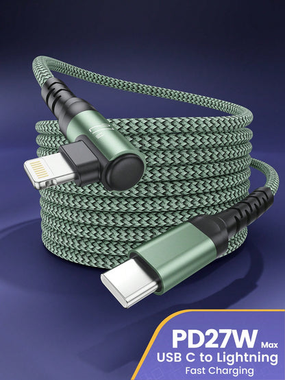 BinBoom Type-C To Lightning Data Cable, Supports 27W Max Fast Charging, Compatible With IPhone 14/13/12/11 Pro Max; Nylon Braided USB Data Cable, Compatible With XS Max/XR/X/8/7/Plus/6S Plus, IPad; Co