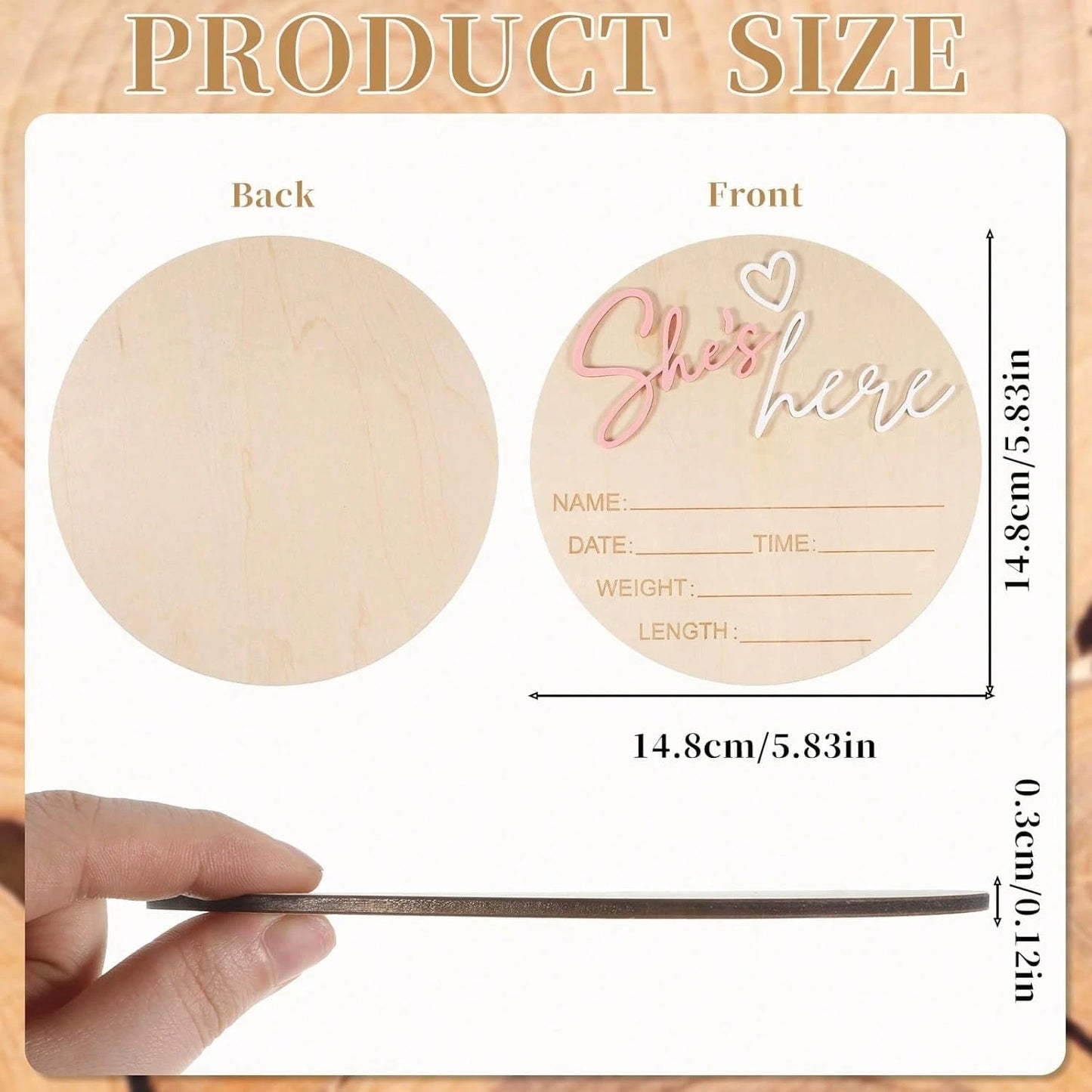 Birth Announcement Sign She's Here Or He's Here Announcement Sign Baby Newborn Announcement Sign Birth Announcement Board Baby Photo Prop
