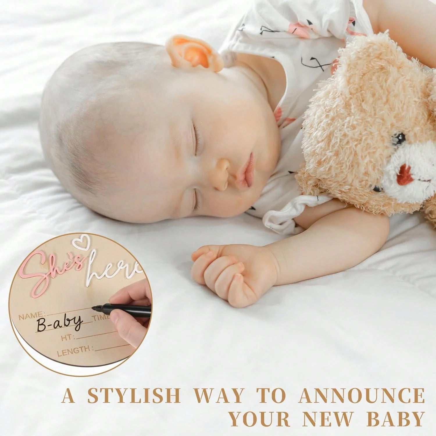Birth Announcement Sign She's Here Or He's Here Announcement Sign Baby Newborn Announcement Sign Birth Announcement Board Baby Photo Prop