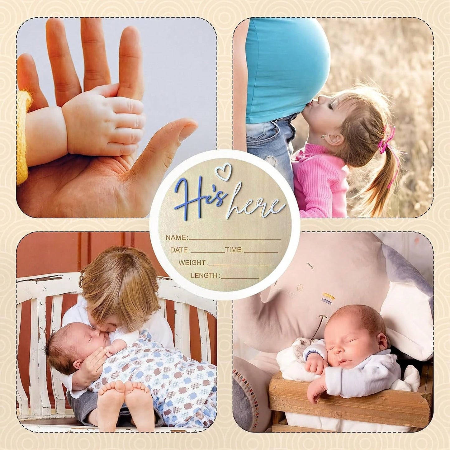 Birth Announcement Sign She's Here Or He's Here Announcement Sign Baby Newborn Announcement Sign Birth Announcement Board Baby Photo Prop