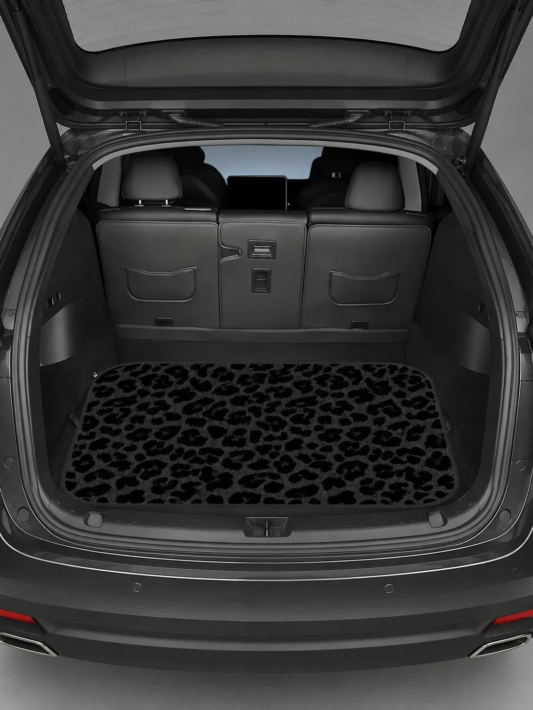 Black Leopard Print Car Trunk Mat, Non-Slip Polyester Cargo Liner, Universal Wear-Resistant Cargo Pad,Easy-Clean Stain Resistant Rear Trunk Protector, Stylish Auto Interior Accessory For All Vehicles
