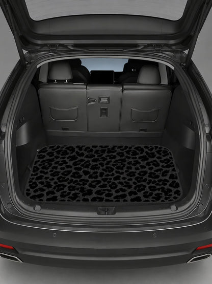 Black Leopard Print Car Trunk Mat, Non-Slip Polyester Cargo Liner, Universal Wear-Resistant Cargo Pad,Easy-Clean Stain Resistant Rear Trunk Protector, Stylish Auto Interior Accessory For All Vehicles