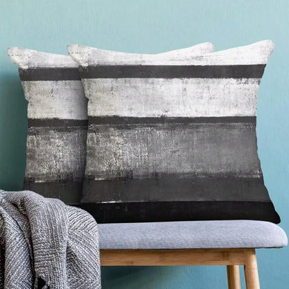 Black Pillow Covers 18x18 Set Of 2 Black Grey Striped Decorative Throw Pillow Cotton Square Modern Abstract Art Painting Cushion Cover Decor For Home Couch Sofa Bedroom
