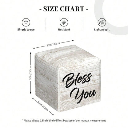 Bless You Tissue Box Cover Square, Wooden Board Texture Tissue Box Holder Waterproof Leather Facial Paper Organizer Dispenser For Bathr