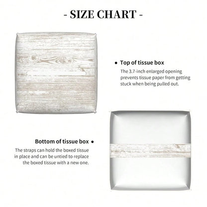 Bless You Tissue Box Cover Square, Wooden Board Texture Tissue Box Holder Waterproof Leather Facial Paper Organizer Dispenser For Bathr