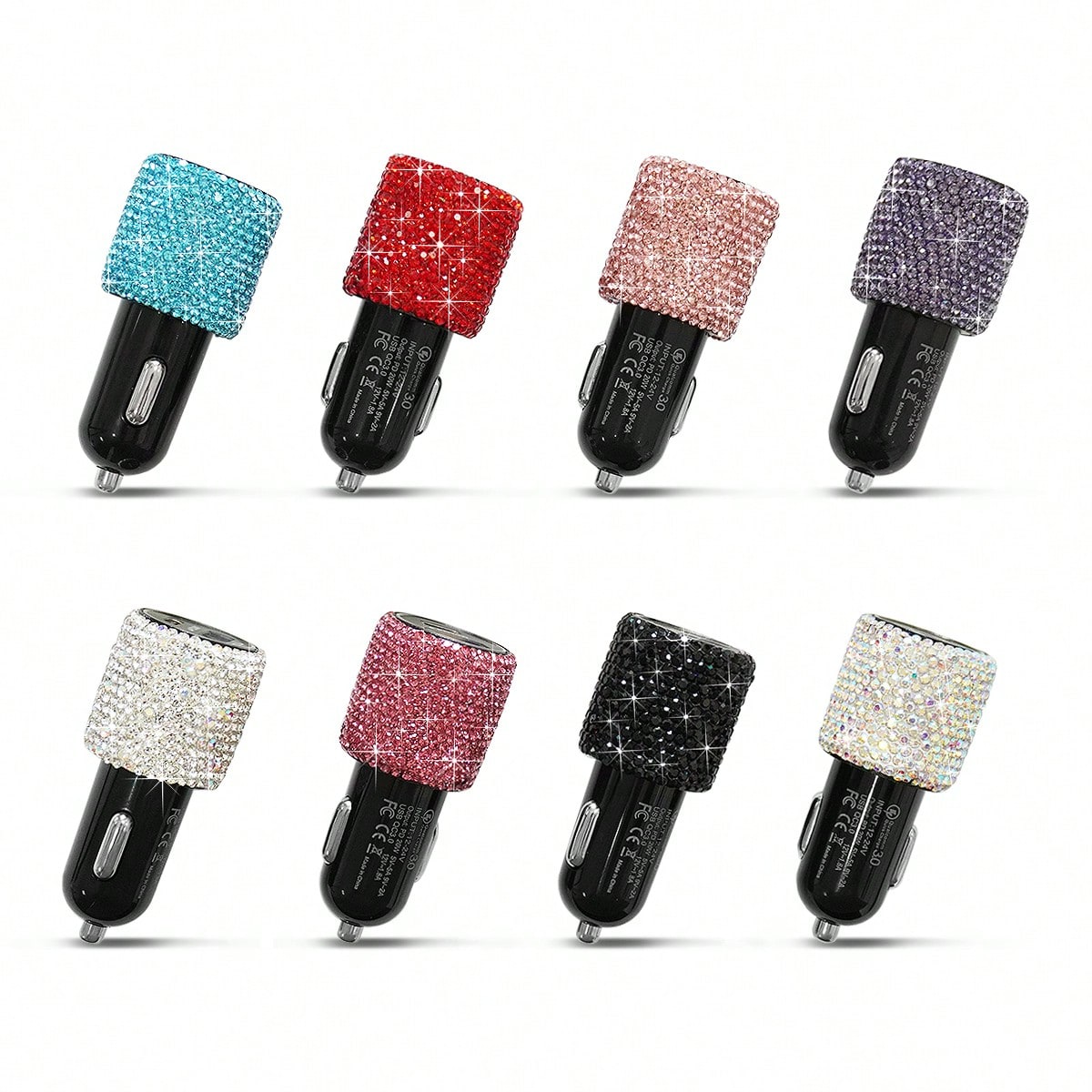 Bling Bling Car Charger, Diamond 3-In-1 Retractable Charging Cable, USB Charging Cable, Fast Charging, Cute 3-In-1 Fast Charging Cable, Suitable For Women, Compatible With Smartphones, Dashcam, GPS, P