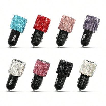 Bling Bling Car Charger, Diamond 3-In-1 Retractable Charging Cable, USB Charging Cable, Fast Charging, Cute 3-In-1 Fast Charging Cable, Suitable For Women, Compatible With Smartphones, Dashcam, GPS, P