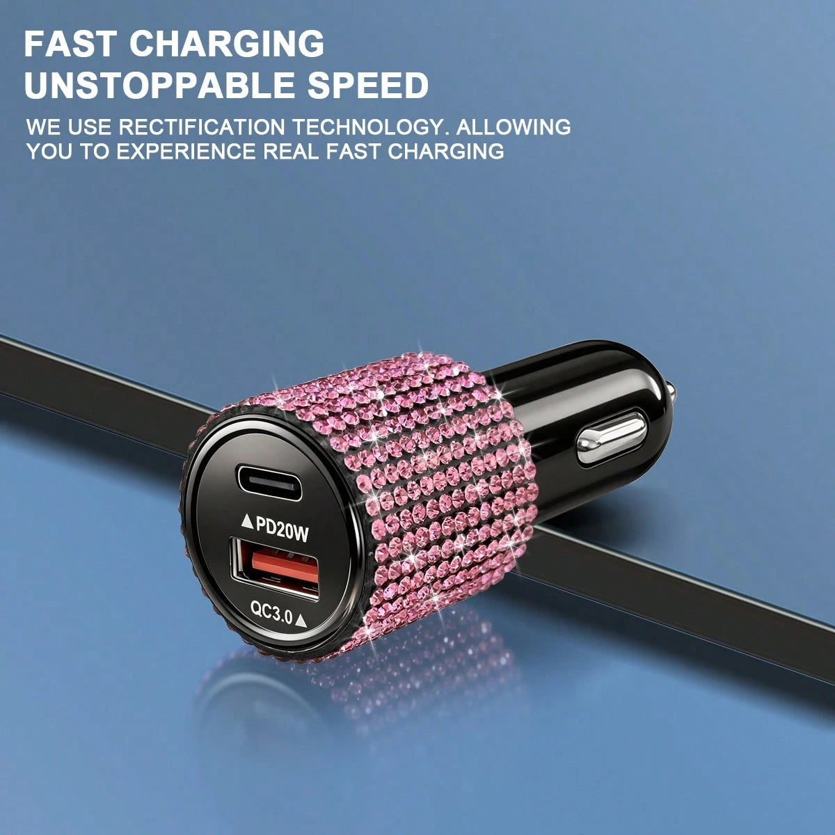 Bling Bling Car Charger, Diamond 3-In-1 Retractable Charging Cable, USB Charging Cable, Fast Charging, Cute 3-In-1 Fast Charging Cable, Suitable For Women, Compatible With Smartphones, Dashcam, GPS, P
