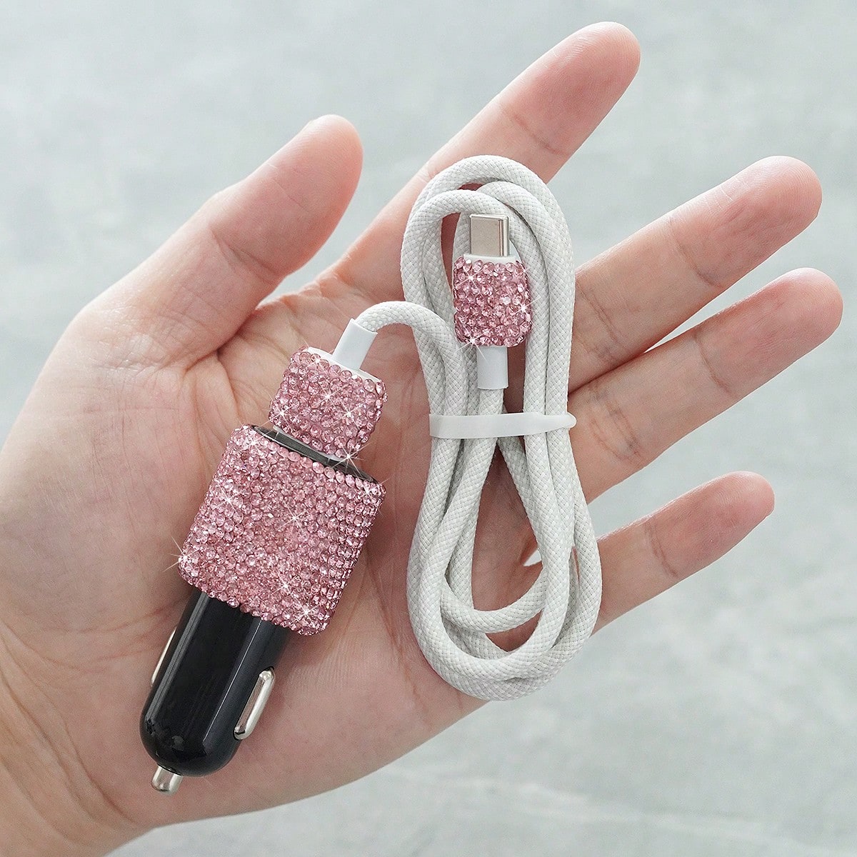 Bling Bling Car Charger, Diamond 3-In-1 Retractable Charging Cable, USB Charging Cable, Fast Charging, Cute 3-In-1 Fast Charging Cable, Suitable For Women, Compatible With Smartphones, Dashcam, GPS, P