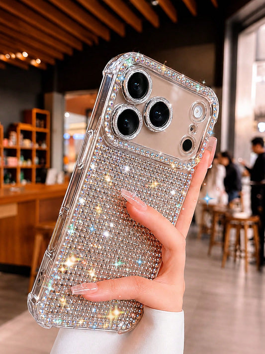 Bling Glitter Rhinestone Case Compatible With IPhone18PRO MAX, Luxury Full Diamond Sparkly Crystal Protective Phone Cover For Women Girls, Shockproof Corner Bumper Clear Frame Shiny Diamond Cell Phone