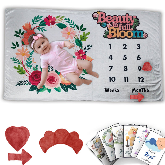 Bloom - Milestone Blanket Quilt with 6 Milestone Cards and Markers