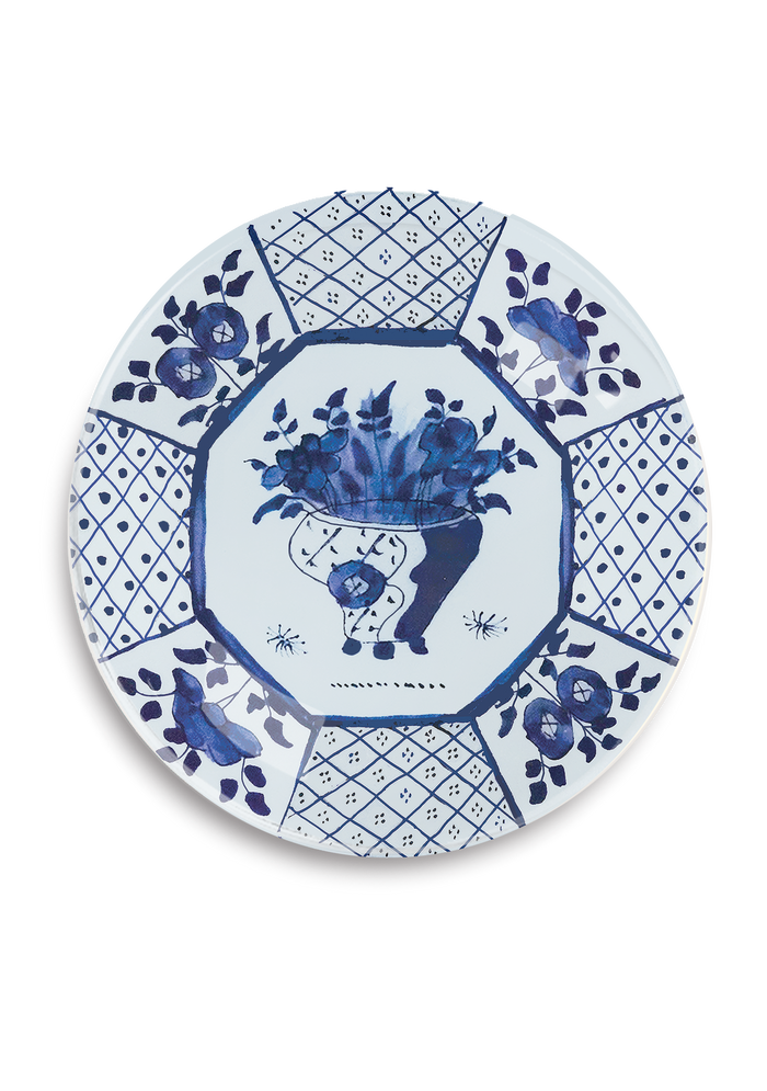 Blue and White Delft #2 Round Decoupage Tray - Ben's Garden