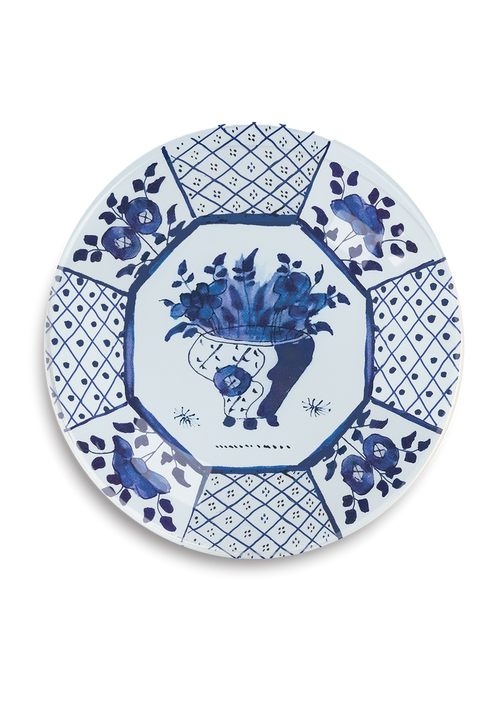 Blue and White Delft #2 Round Decoupage Tray - Ben's Garden