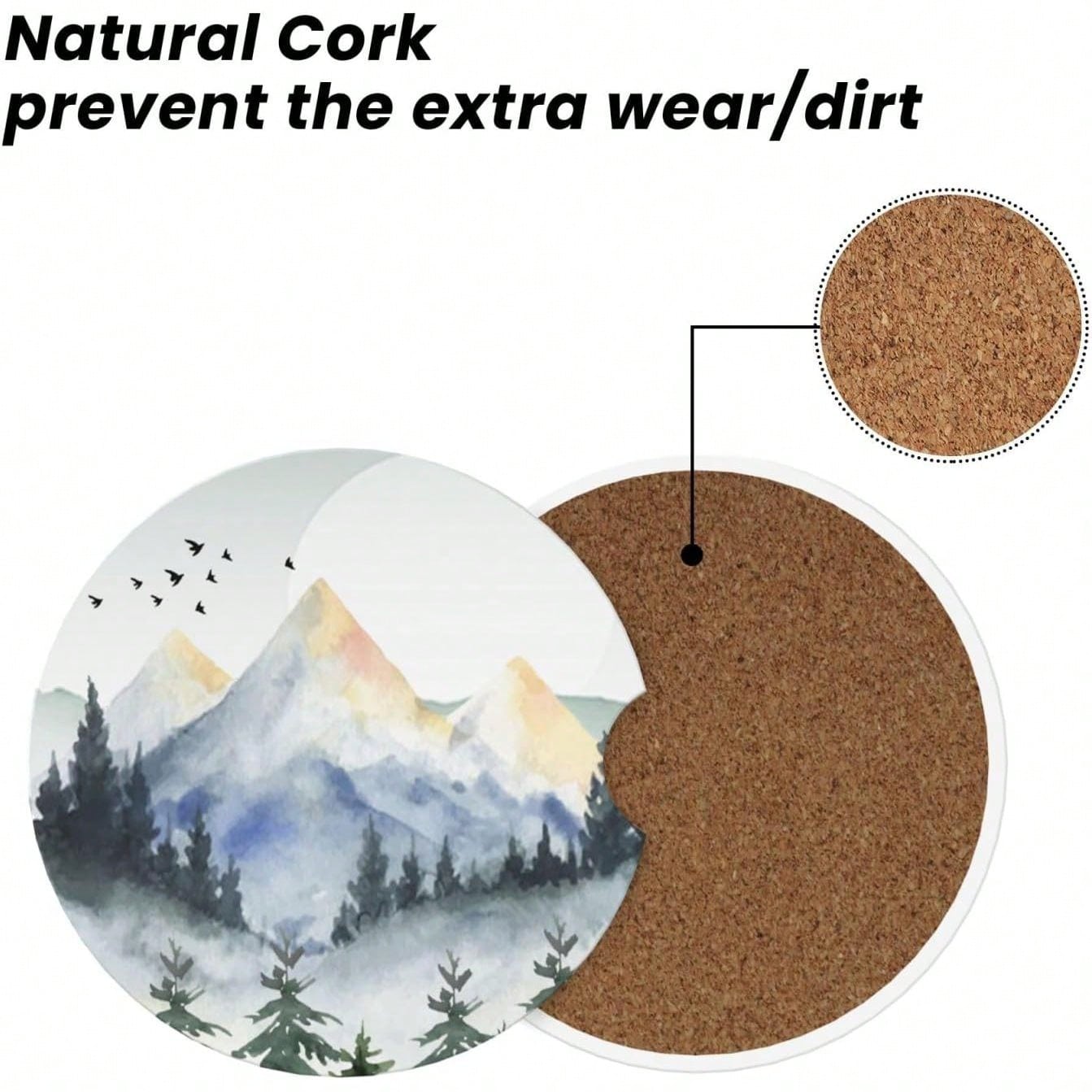 Blue Bow Car Cup Coaster 2 Pack Ceramic Absorbent Car Coasters 2.56 Inch Non-Slip Car Cup Holder Interior Car Accessories Women Girls Cup Mats With Cork Base And Finger Notch