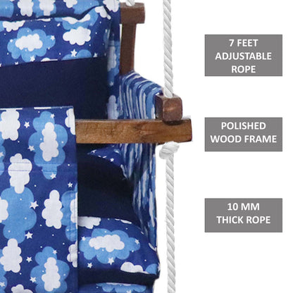 Blue Clouds - Baby Swing | Jhula | Wooden Base