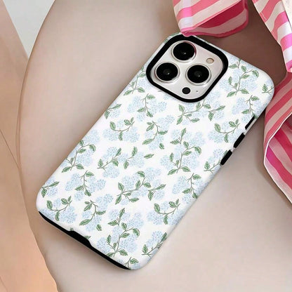 Blue Hydrangea Floral Print Element-Design Phone Case, Suitable For IPhone Models 17, 16, 15, 14 Pro Max, 13, 12, 11, XR, XS Plus Phone Cases, Made Of TPU Silicone Material, Providing Shock And Drop P