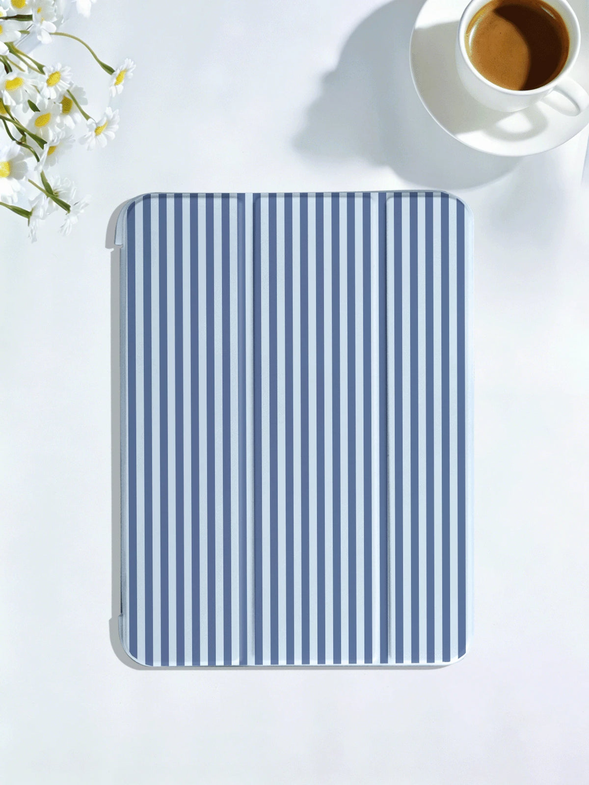 Blue Striped Protective Case, Suitable For IPad 10.2" (A16), 11" 11th Gen 2025, 9th/10th Gen, Air 4th 10.9", Galaxy Tab S6 Lite 10.4", Anti-Drop, Pencil Slot, Sleep/Wake Support, Romantic Gift