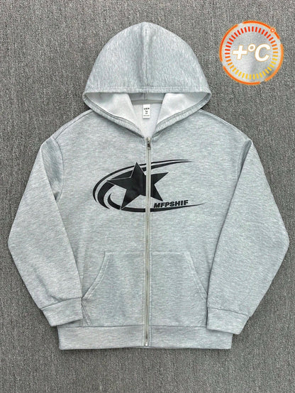 Bolty Teen Boys 1pc Casual Sports Street Comfortable Versatile Warm Super Cost-Effective Loose Casual Hooded Large Logo Geometric Patterns Mid Split Mouse Pocket Hooded Sweatshirt;AutumnWinter;F