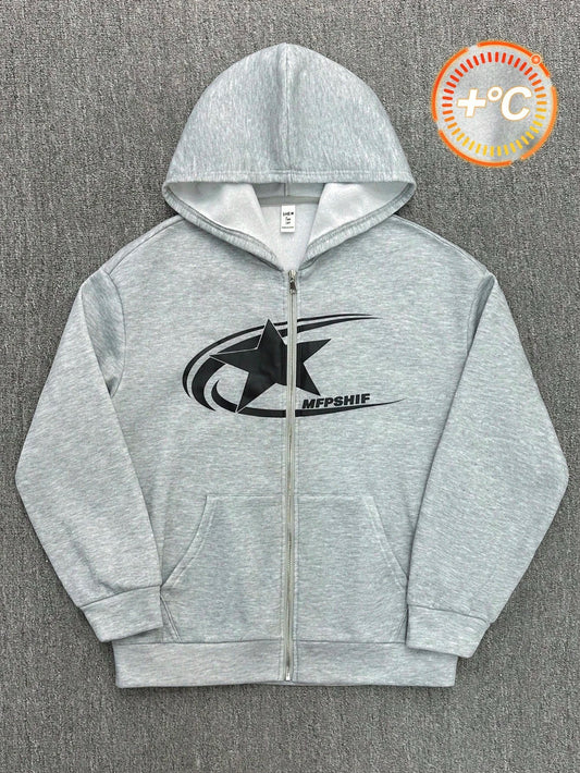 Bolty Teen Boys 1pc Casual Sports Street Comfortable Versatile Warm Super Cost-Effective Loose Casual Hooded Large Logo Geometric Patterns Mid Split Mouse Pocket Hooded Sweatshirt;AutumnWinter;F