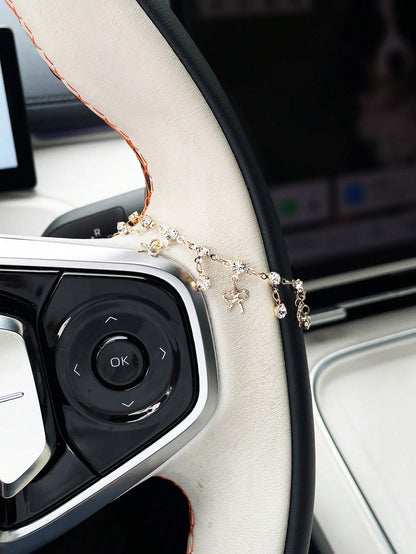 Bowknot Car Steering Wheel Decor Chain, Personalized Car Interior Accessory Pendant