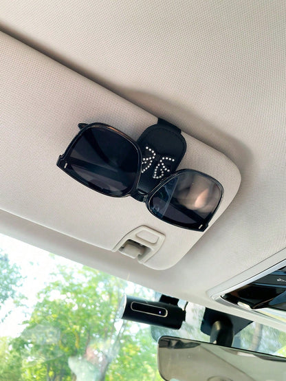 Bowknot Style Car Glasses Clip Glasses Visor Clip, Multi-Functional Eyeglasses Holder Clip (No Glasses Included)