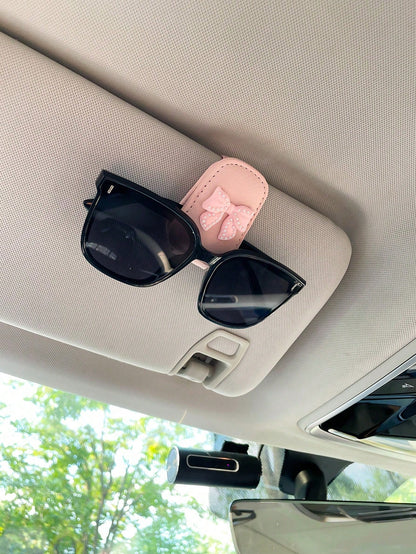 Bowknot Style Car Glasses Clip Glasses Visor Clip, Multi-Functional Eyeglasses Holder Clip (No Glasses Included)