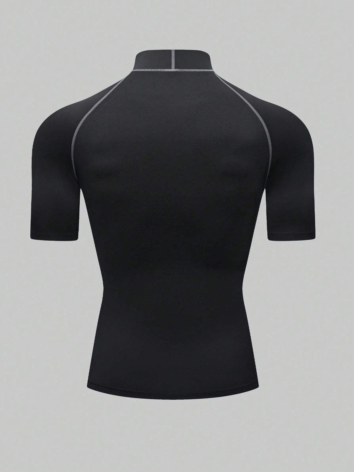 Boyfriend Style Men's High Elasticity Top, Quick-Drying, And Skin-Friendly Short Sleeve Compression Rashguard, Beach Black Sports