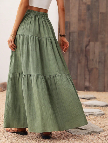 Breezaya Solid Color Front Button Skirt Maxi Vacation Beach Women Fall Cloth For Women