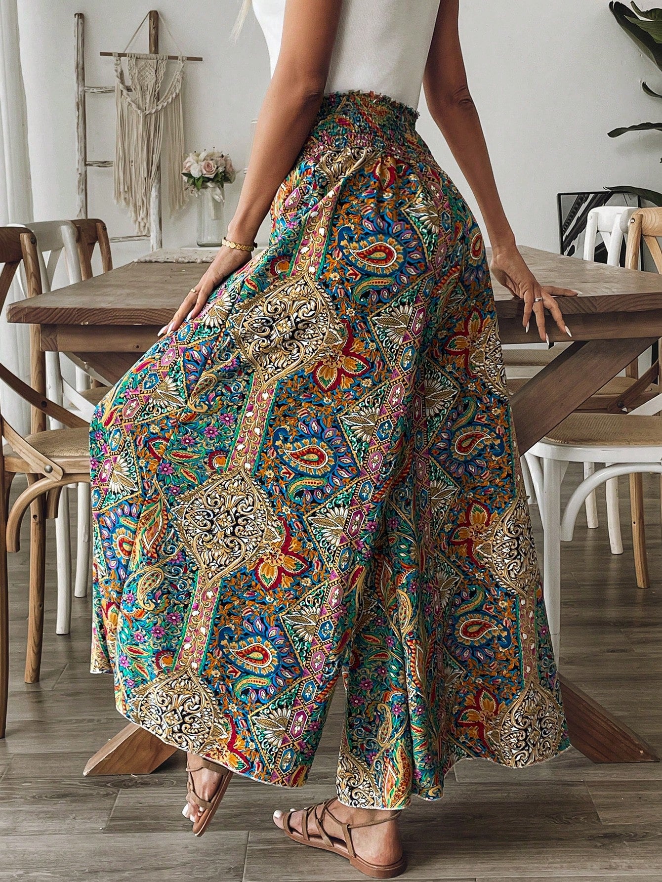 Breezaya Women's Paisley Print High-Waist Wide-Leg Vacation Pants Fall Cloth For Women