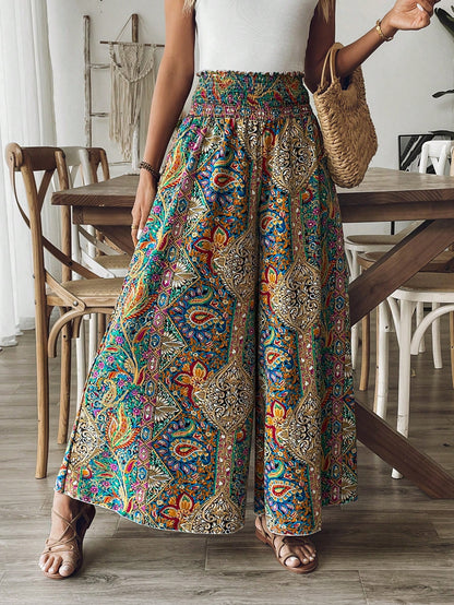 Breezaya Women's Paisley Print High-Waist Wide-Leg Vacation Pants Fall Cloth For Women
