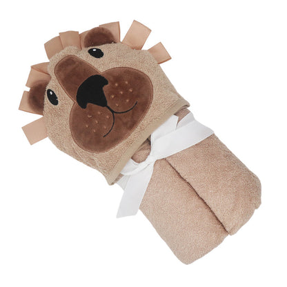 Brown Lion Cotton Hooded Baby Bath Towel with Baby Loofah