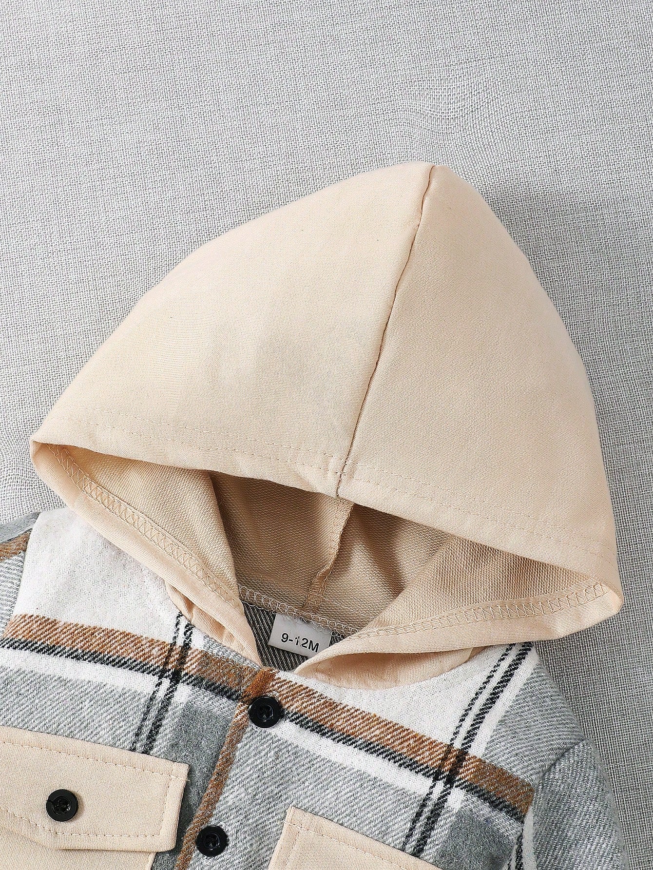 BrownBark 2pcs/Set Baby Boy Spring/Autumn Plaid Casual Outdoor Outfit, Casual Plaid Pocket Hooded Long Sleeve Shirt + Cuffed Long Pants, Versatile Daily Wear Long Sleeve Set For Baby Boys And Toddlers