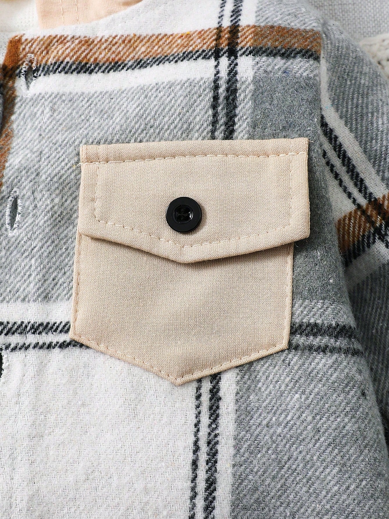 BrownBark 2pcs/Set Baby Boy Spring/Autumn Plaid Casual Outdoor Outfit, Casual Plaid Pocket Hooded Long Sleeve Shirt + Cuffed Long Pants, Versatile Daily Wear Long Sleeve Set For Baby Boys And Toddlers